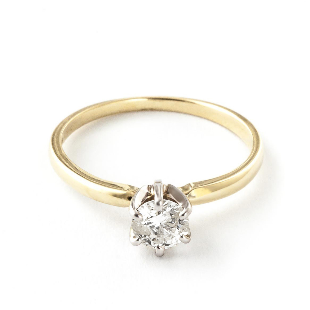 14K. GOLD SOLITAIRE RING WITH 0.40 CT. H-I, SI-2 NATURAL DIAMOND (Yellow Gold)